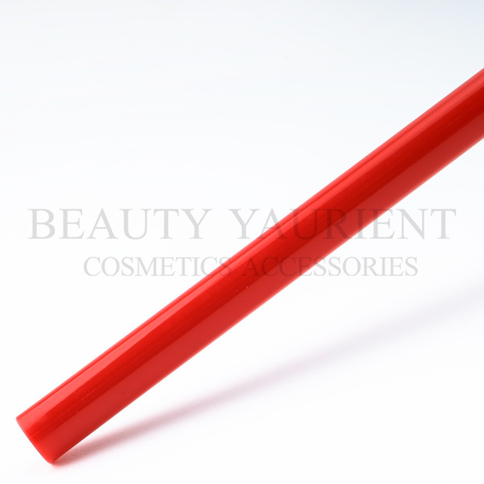 ISO14000 Red Plastic Handle Round Eyeshadow Brush With 2tone Red And Light Red Tips