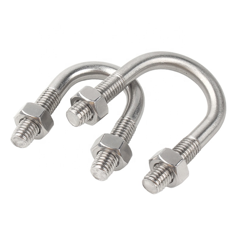 Plain Finish U Type Head Style ASTM A193 B6 SUS410 U-Bolt with Clamp Bracket 2PCS Non-Serrated Hex Flange Nuts
