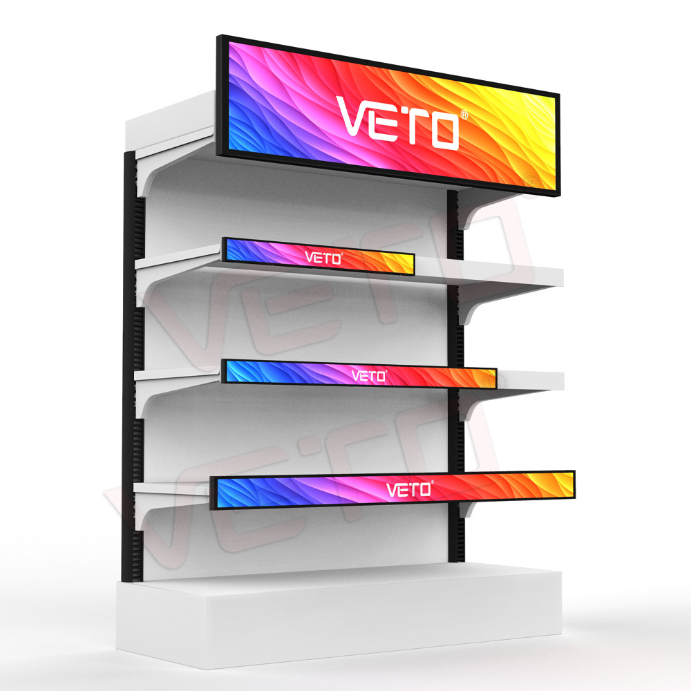 VETO 35 37 29 Inch Indoor Stretched Bar LCD Display For Bus Station , 450 Cd/M2 HD Digital Signage Screen For Shelf