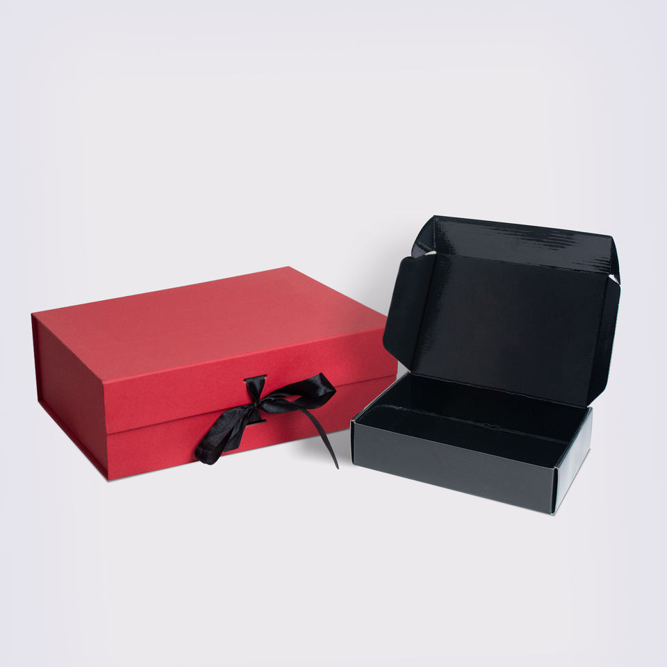 Others Custom Printed Cardboard Rigid Hardbox Magnet Lid Paper Box Packaging With Ribbon