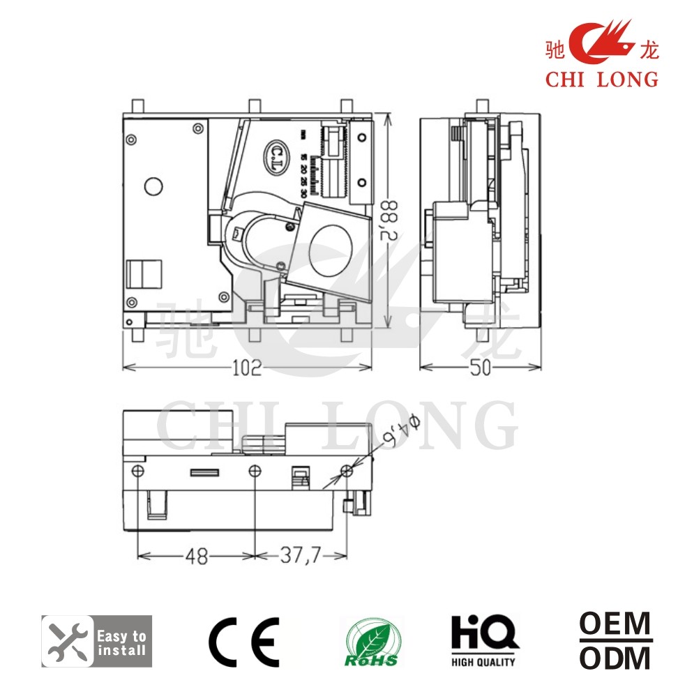 Vertical Inserting Cpu Coin Selector Plastic Panel With Self Testing Alarm
