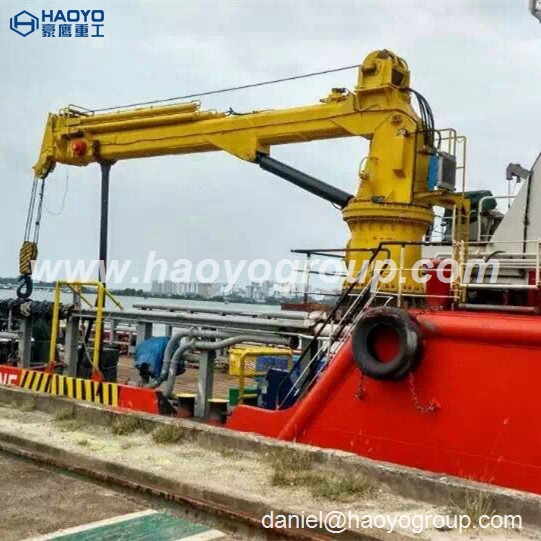 Maximum Lifting Capacity 5 Tons Provision Cargo Handling Hydraulic Telescopic Marine Ship Crane
