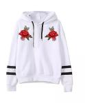 Fashion Plain Pullover Sweater Hoodies V Neck Ladies Sweater Hoodie