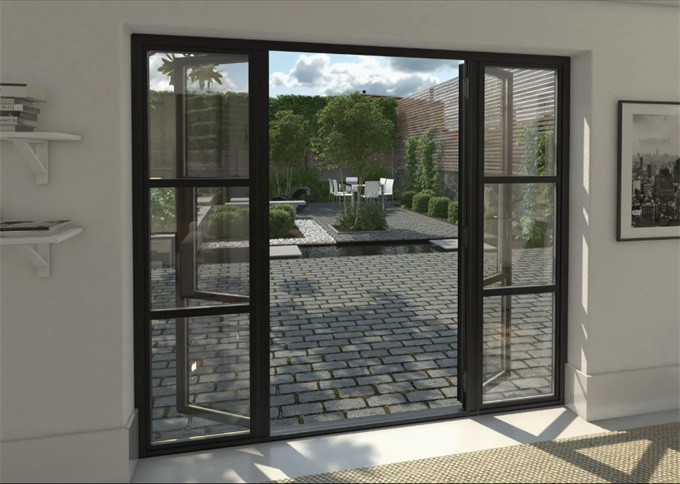 Finished Aluminum Double Glazed Casement Doors For Commercial Buildings And Offices