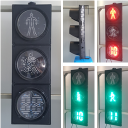 Dynamic 200MM 3-Aspect Flip Door RG Pedestrian With Countdown Timer Road Traffic Light