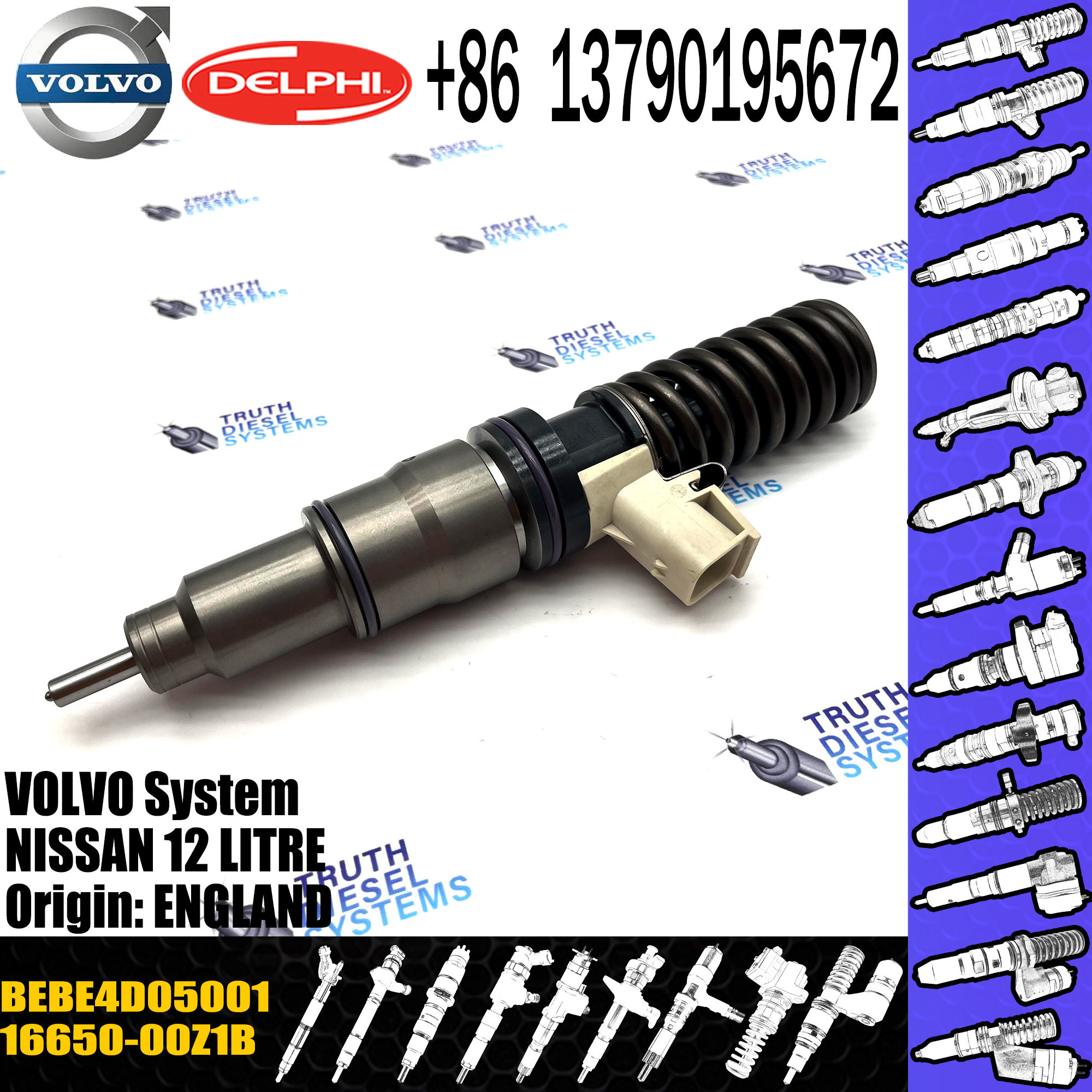 Direct Sale Diesel Fuel Injector 16650-00Z1B BEBE4D05001 For NISSAN 12 LITRE
