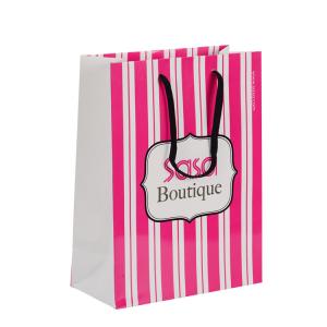 Quality Foldable Customized Branded Paper Bags / Paper Gift Bags With Rope Handles for sale