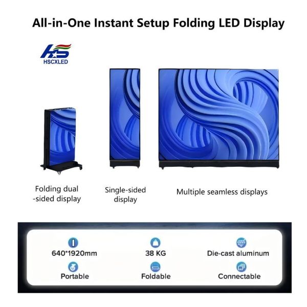 Indoor Digital Billboard Advertising Display Screen Folding LED Poster Screen
