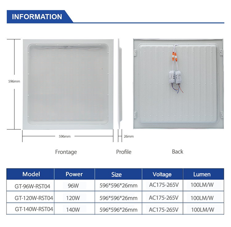 595*595 3D Crescent Panel LED Light IP44 96W 120W 140W 200W for Home Office Lighting