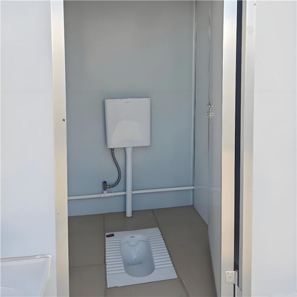 Portable sanitation container in use at worksite
