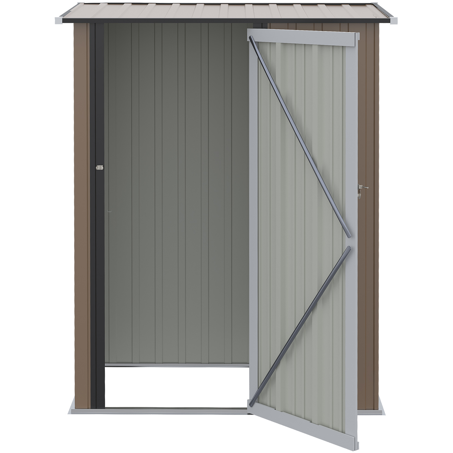 AJUNION 5x3FT Galvanised Steel Outdoor Shed for Sustainable Tools and Bike Storage