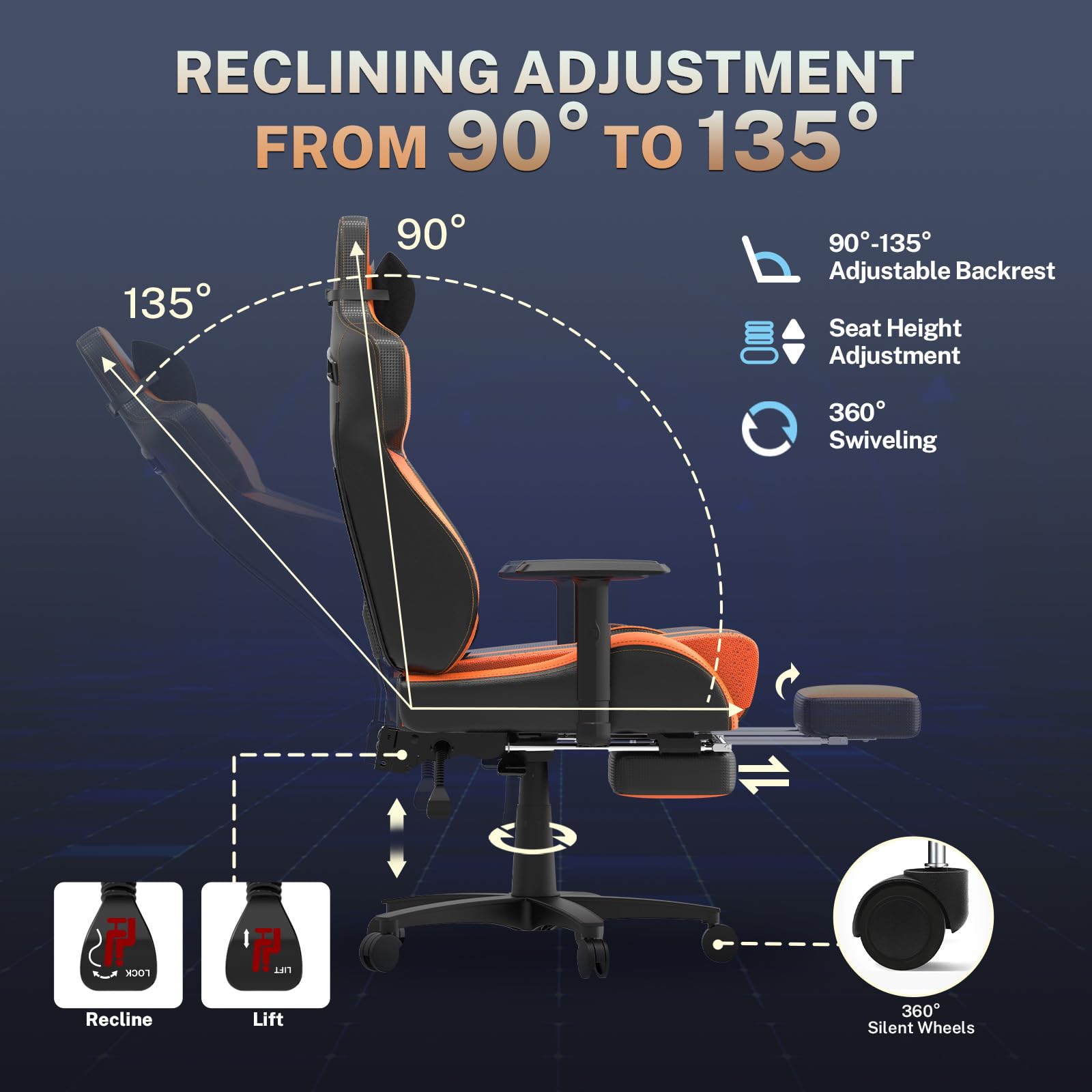 OEM ODM Acceptable Ergonomic Game Office Chairs with Lumbar Support