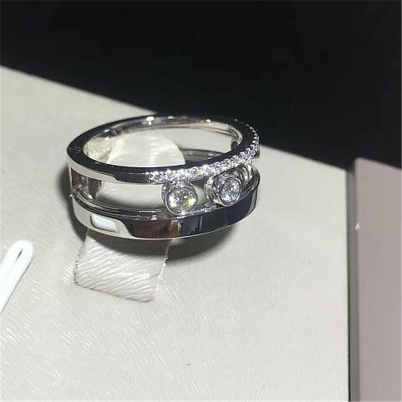 Luxury jewelry Mk Three drill sliding ring material 18k white gold yellow gold rose gold diamond ring