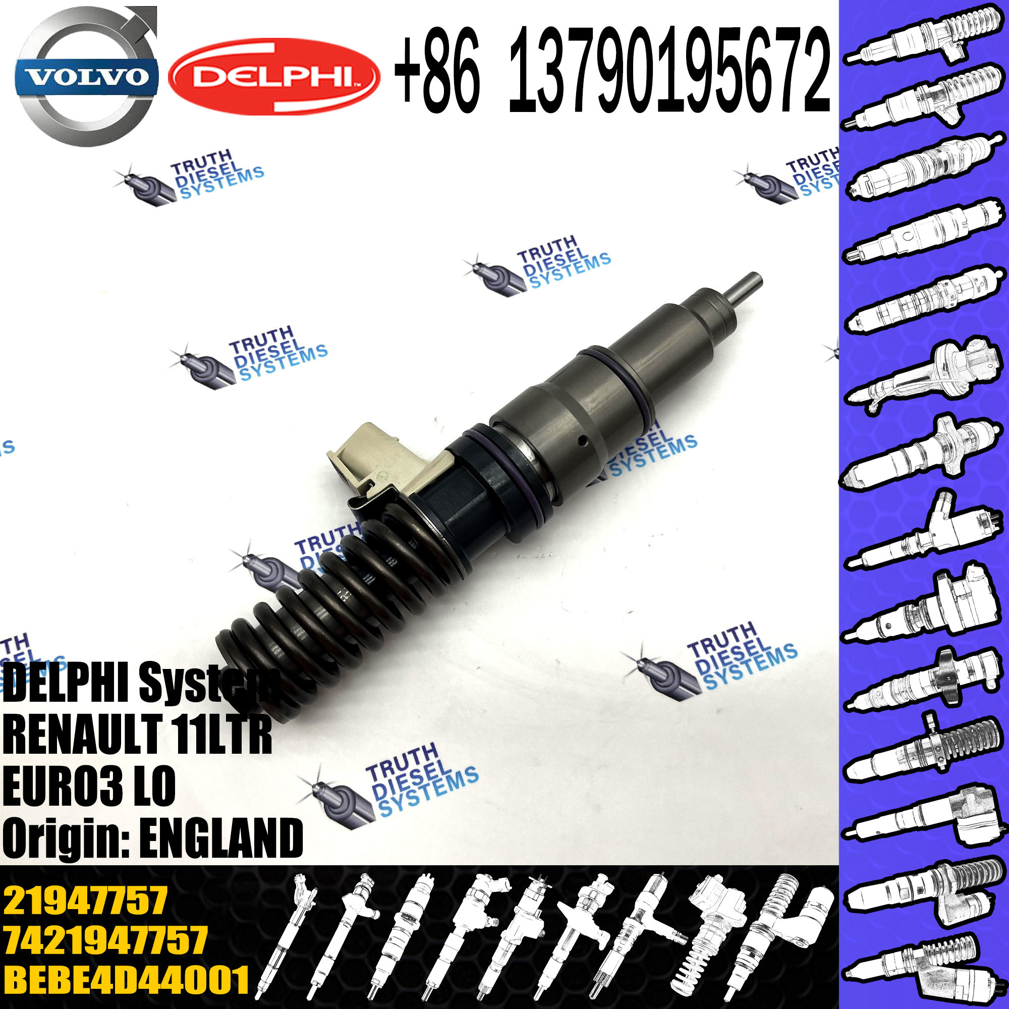 21947757 New Diesel Fuel Injector For VOL TRUCK 11LTR EURO3 LO E3.18, BEBE4D44001 21947757, 7421947757