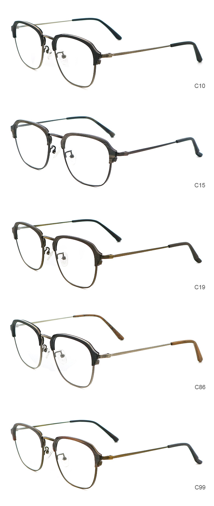 Polygons Wood Grain Acetate Optical Frames For Men And Women MR 8120