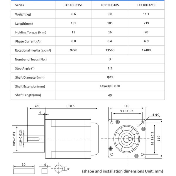 3 Phase 220V 20N.M LC110H3219+LCDA2260 Nema42 Easy Servo Closed Loop Stepper Driver