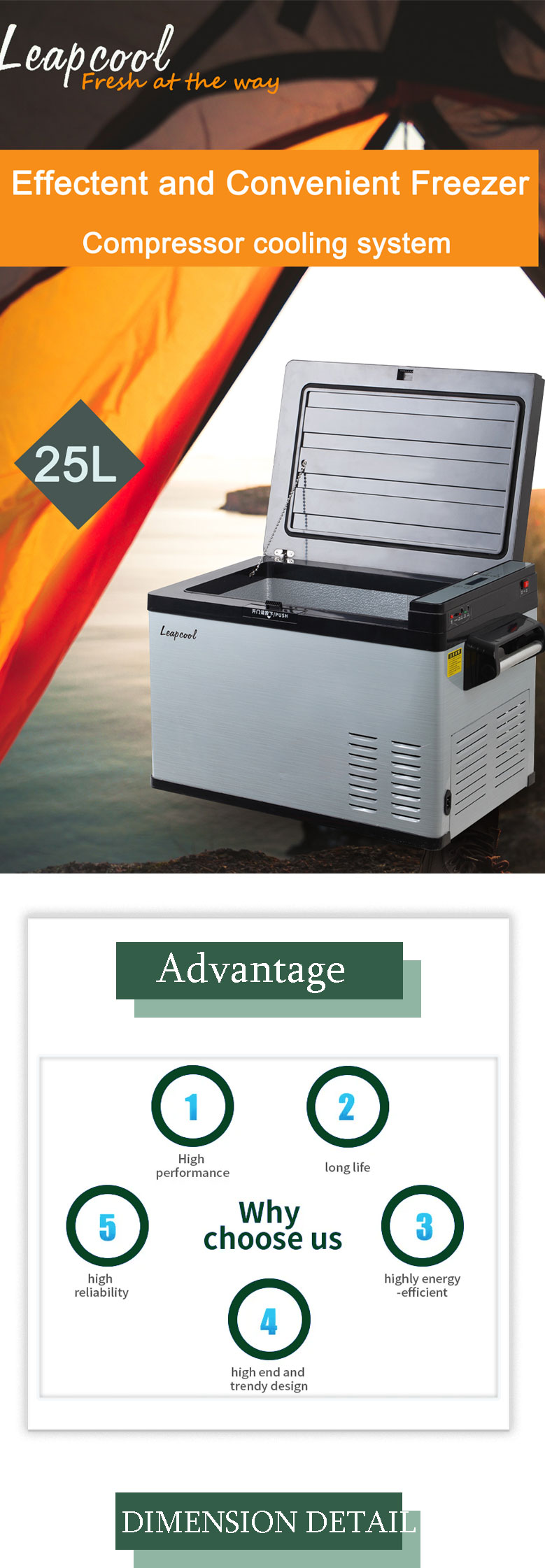 Single Glass Door Portable DC AC Compressor Refrigerator for Camping and Travel -20 10 C