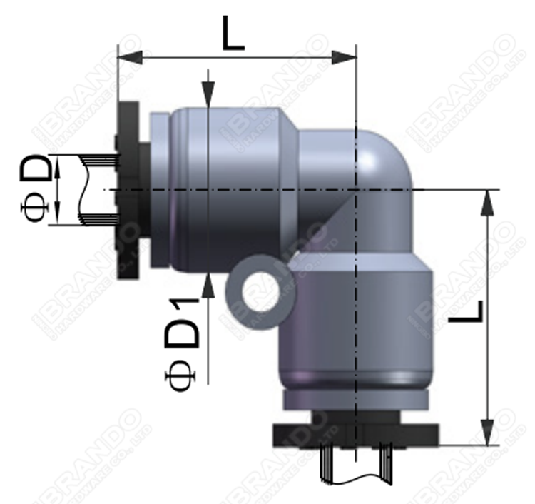 PUL Union 90 Deg Elbow Pneumatic Push Fittings 1/8'' 1/4'' 3/8'' 1/2''