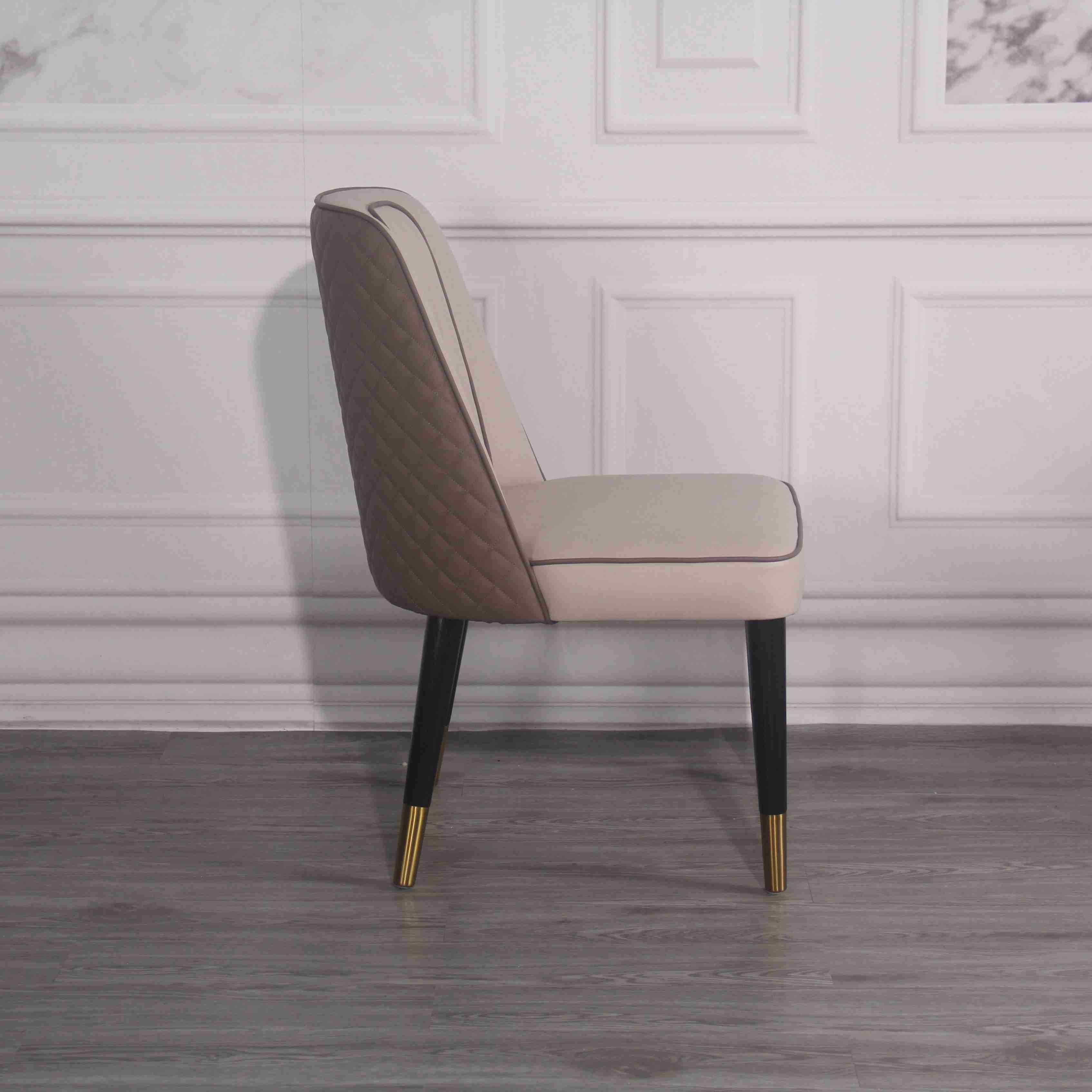 Hotel Solid Wood Back Chair PU High Elastic Sponge Padded Dining Room Chairs