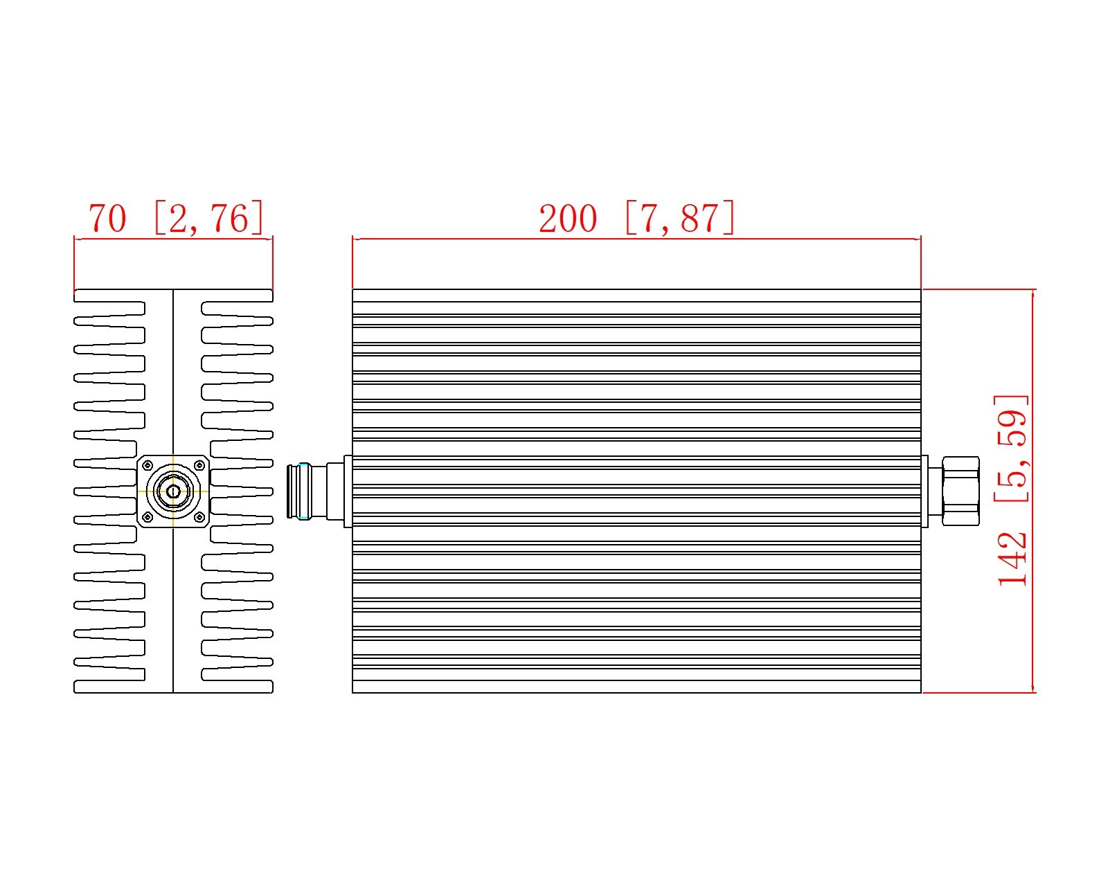 DC-4000MHz 200W Attenuator 4.3-10 Male To 4.3-10 Female