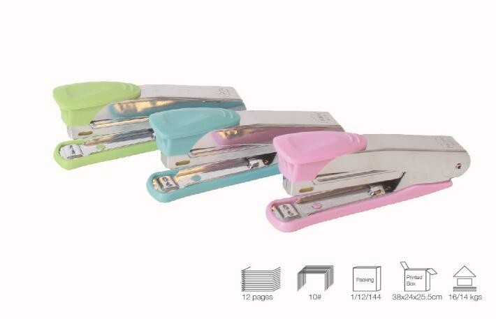 Colorful 12 Sheets Paper Available #10 staples Plastic With Metal Material Office Stapler