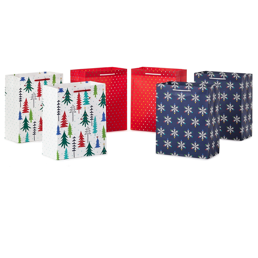 Custom Style Merry Christmas Kraft Paper Bag For Gift Package Pattern Type Custom