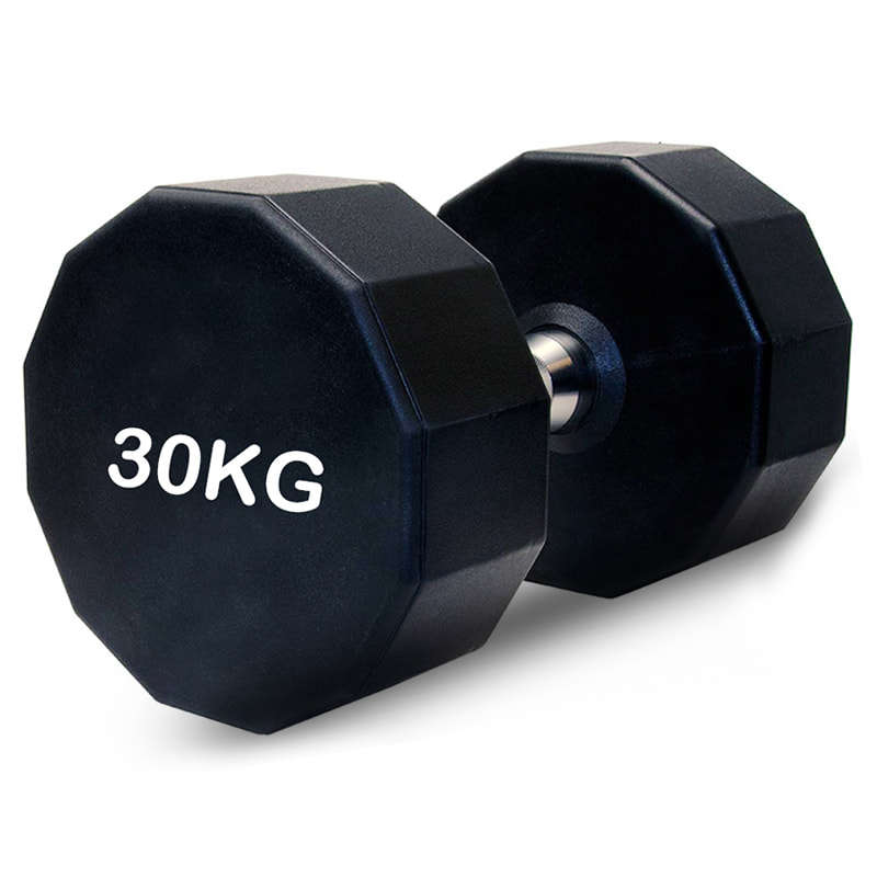 Gym Fitness 12 Sides Black Dumbbells Set Cast Iron Rubber Coated