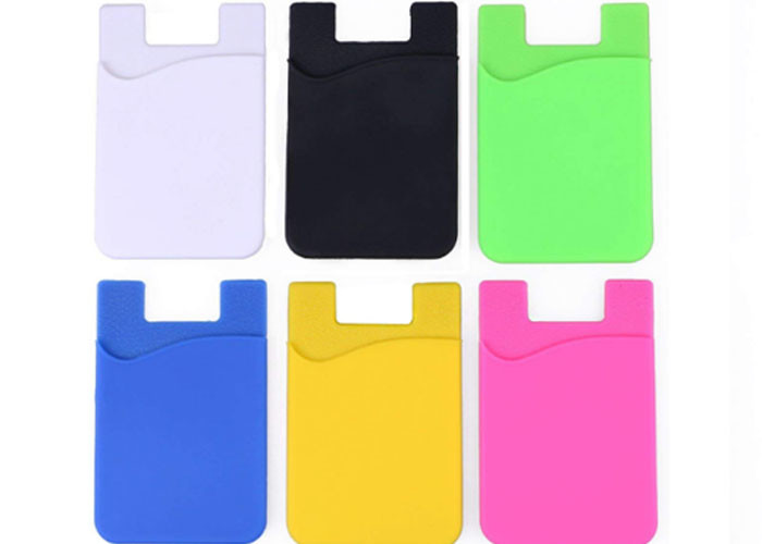 PMS Color Silicone ID Card Holder , Adhesive Credit Card Holder Restickable