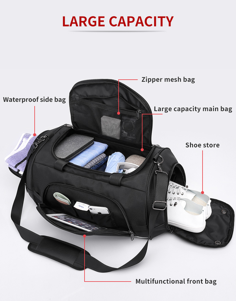 Large Capacity Folding Travel Duffle Bag Dirt Resistant Multi Functional