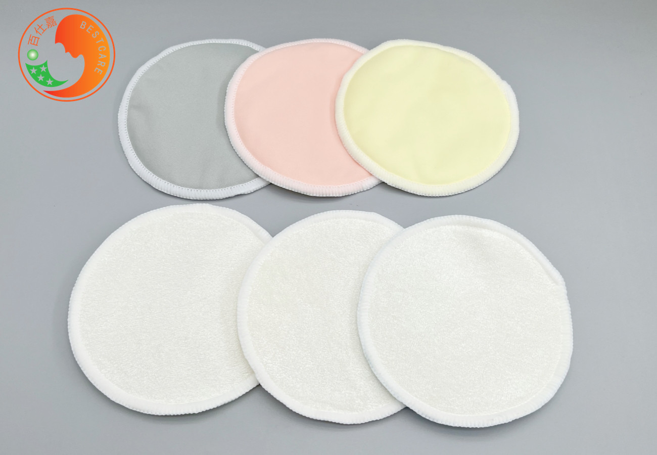 Flat Breastfeeding Pads Washable 12cm 14cm Nipple Milk Crinkle Free Soft Wearable ODM