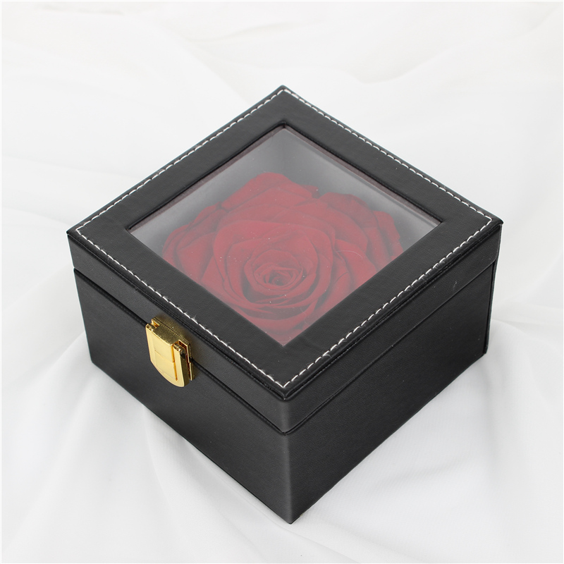 Dark Purple 7-8CM Preserved Rose Gift Box With No Harmful Substances