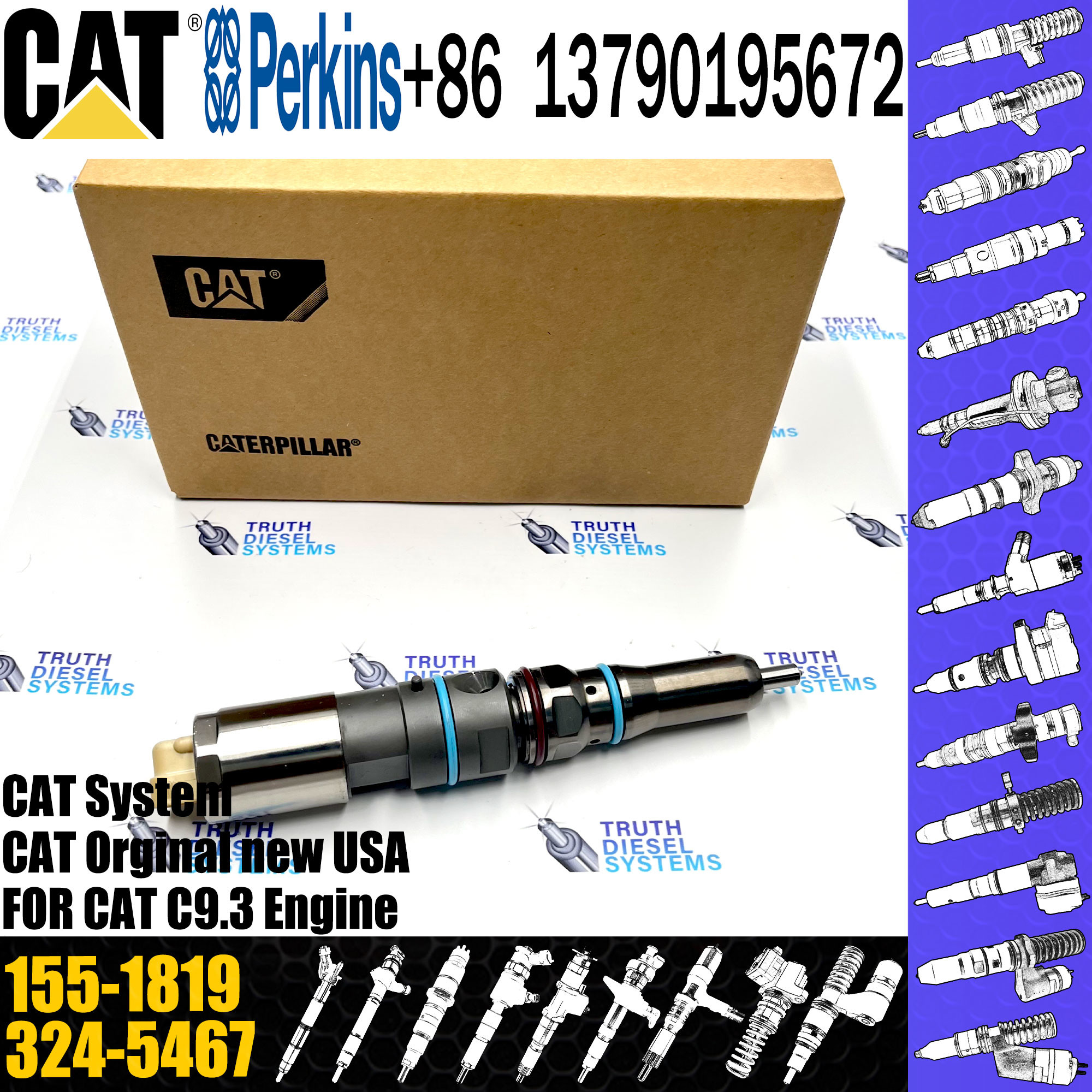 Injector 155-1819 324-5467 232-1183 364-8024 169-7408 171-9704 C9.3 Diesel Fuel Injector