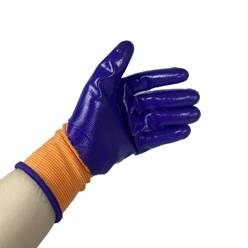 Factory Price Wholesale Waterproof Wear Resistant Red Polyester Shell Nitrile Coated Hand Glove Safety