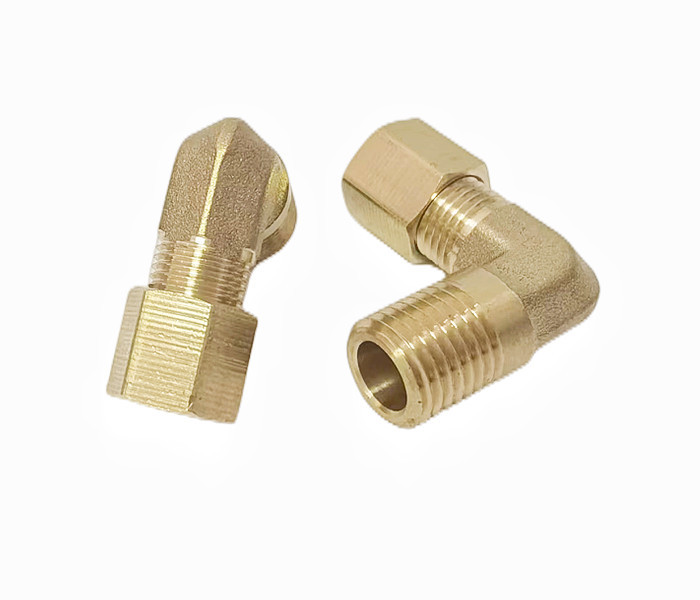 CNC Brass 90 Degree Elbow With Compression Fittings 1/2x1/2 NPT