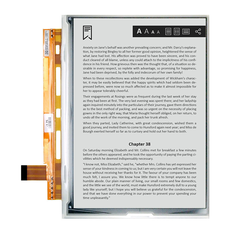 9.7 Inch EDP ED097TC2 150PPI 1200*825 E Ink LCD Display