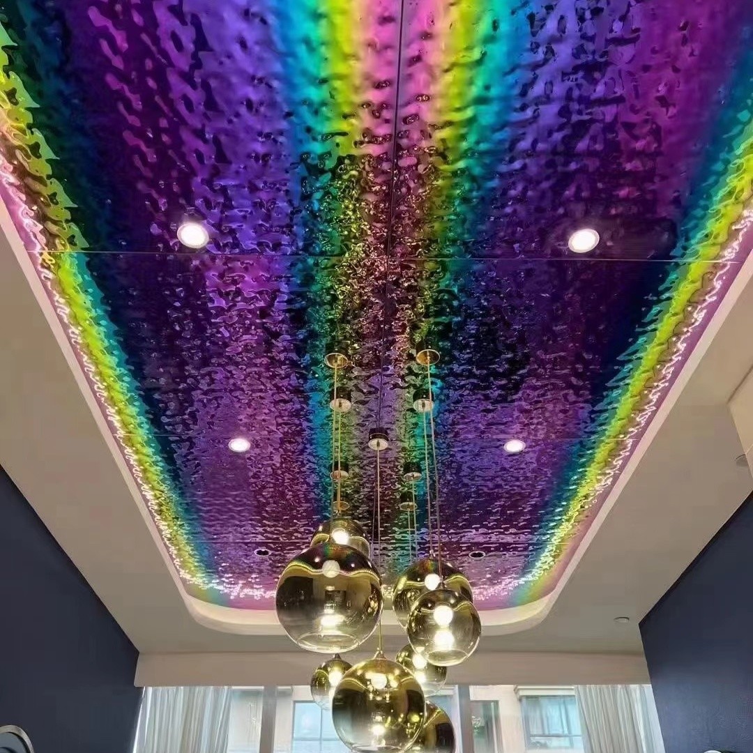 304 8k Gold Titanium 201 304 316L Miror Polished Water Ripple Stainless Steel Sheet for Ceiling Decoration