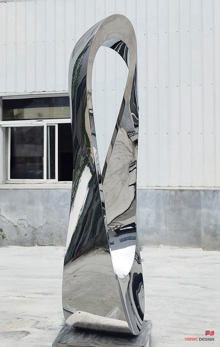 Custom Print Method Metal Abstract Sculpture Polished Mirror Circle Outdoor Sculpture