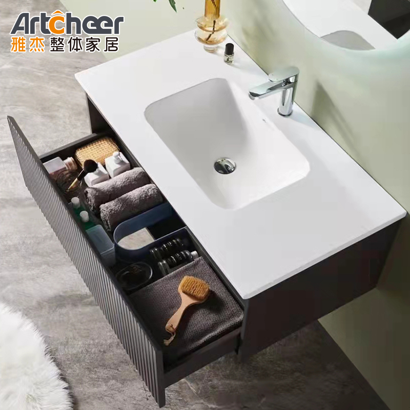 NO Faucet Lacquer Door Panel Desk Organizer Makeup Cabinet for Bathroom Vanity