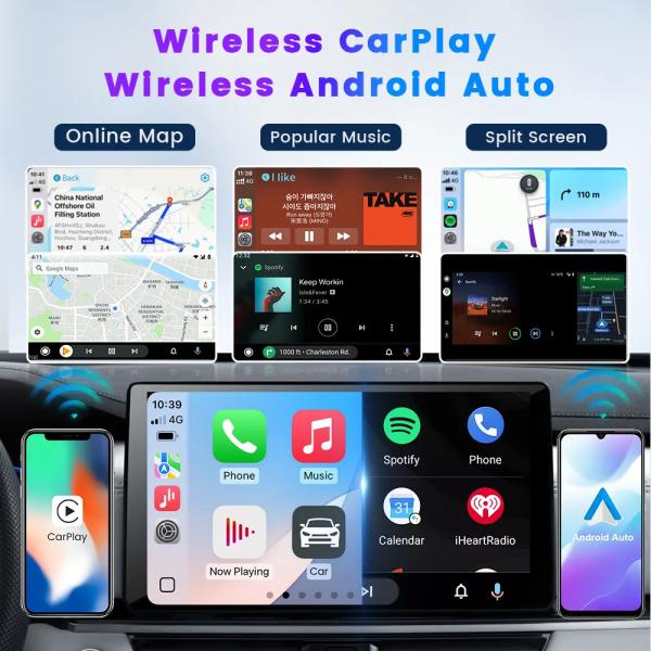 Portable Wireless Carplay and Android Auto Adapter for Original Car Dual Core 1.0GHz MIPS CPU Bluetooth Version 5.4
