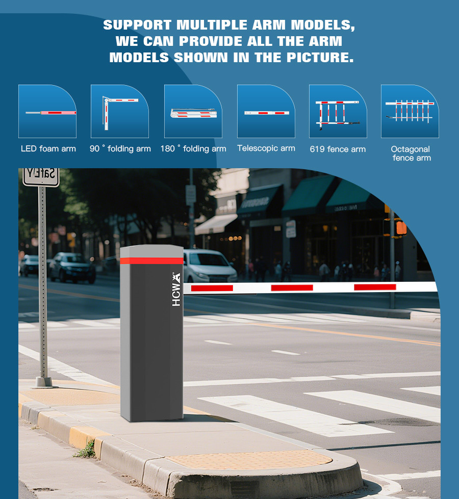 HCW Brushless Motor Car Parking Access Control Barrier Gate with Telescopic Arm and Remote Control