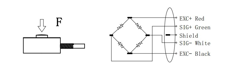 1-3 Ton Miniature Force Sensor , 0-500kg Micro Load Cell Sensor