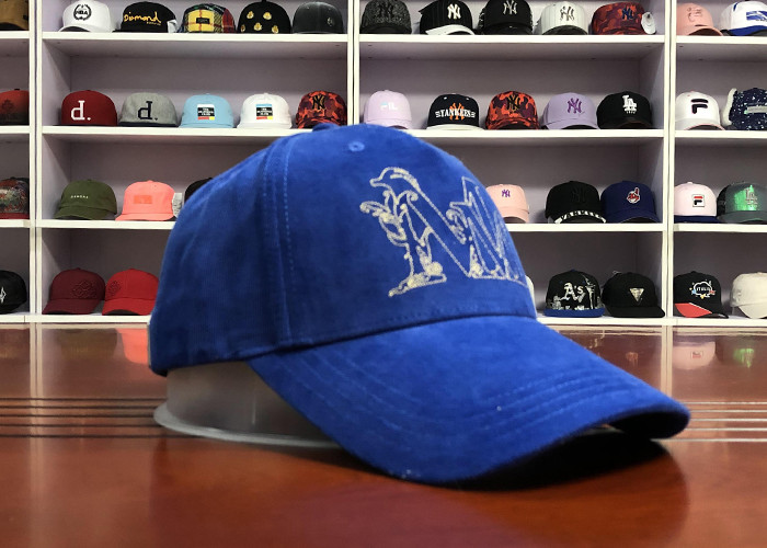 Hot Sales ACE Unisex 5 panels Blue Silk Print Logo With Flat Embroidery Logo on Left Panels Baseball Cap