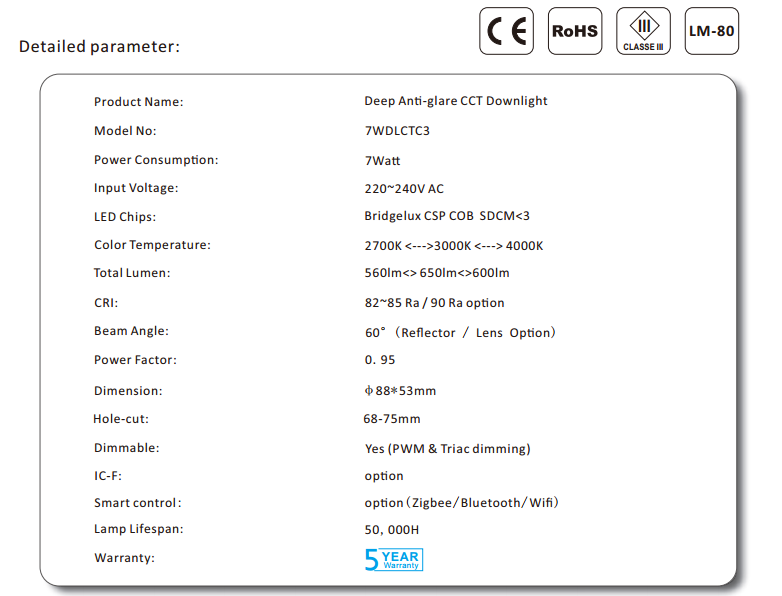 8w smart led downlight