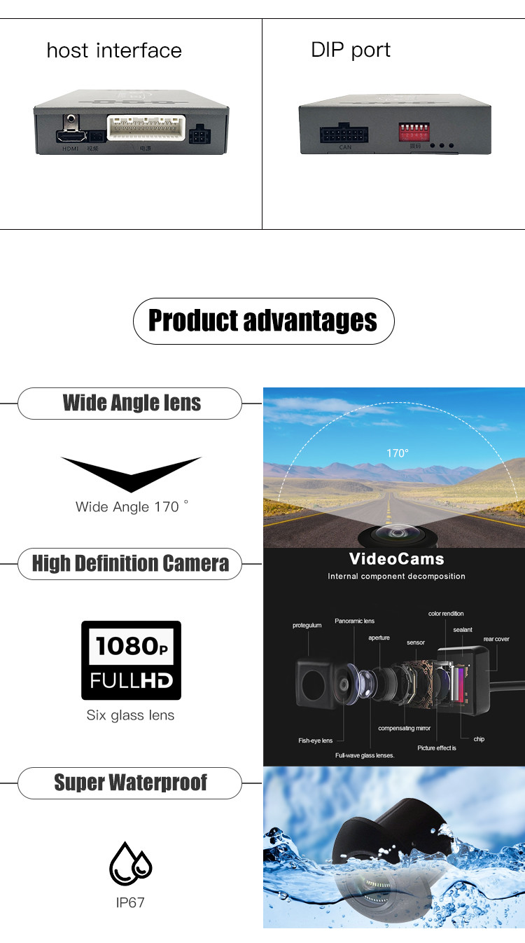 3D Bird View Car Camera 9V To 24V 360 Degree All Round Monitoring