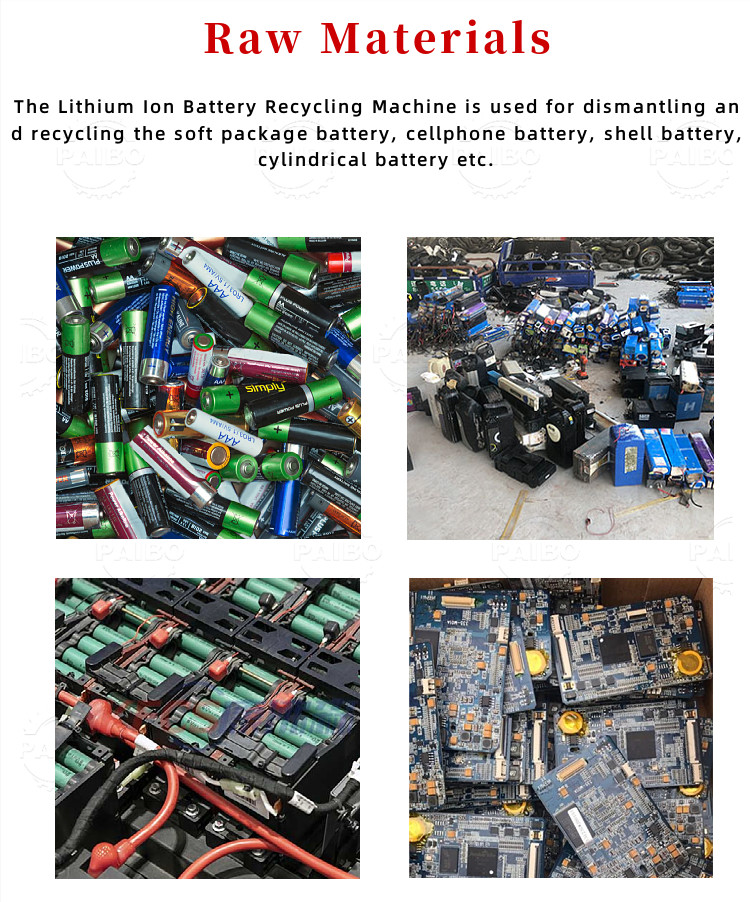 8000K Weight Crushing Sorting and Powdering Lithium Battery Recycling Equipment for Wasted Electric Ev Battery