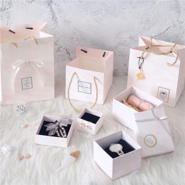 Biodegradable Jewelry Box Packaging Pink Color Print Wedding Support