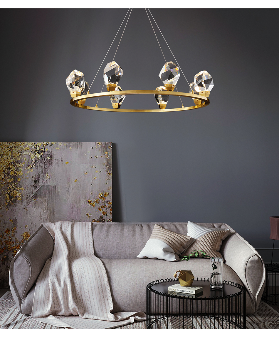 Modern Circle Rectangle Chandelier Lighting Living Dining Room Diamond Crystal Hanging Lamp(WH-CY-185)