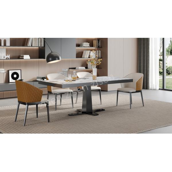 Sintered Stone Dining Table with Black Metal Frame Dining Table