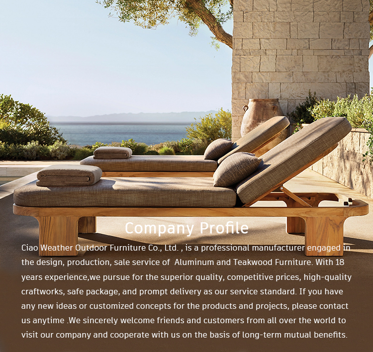 Solid Wood Lounger Chair for Outdoor Modern Hotel Garden Durable Teak and Waterproof Swimming Pool Villa Courtyard Chaise
