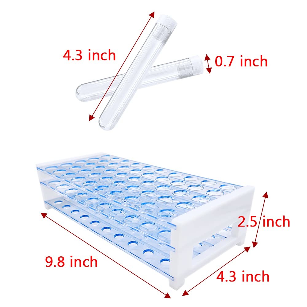 Plastic Test Tubes With Rack,16 X 100mm Tube With Caps Tubes Rack,Test Tube Set For Scientific Experiments